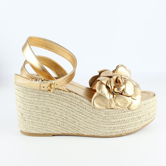 NEW Valentino Garavani Atelier 03 Rose Metallic Leather Espadrilles Sandals - Picture 6 of 16